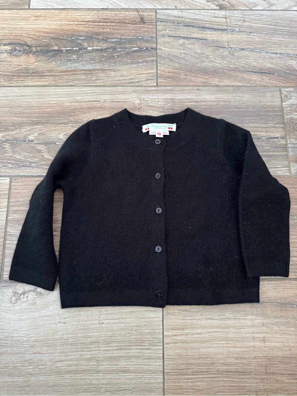 Bonpoint Black Button Cardigan Knit Sweater 100% wool size 18 months